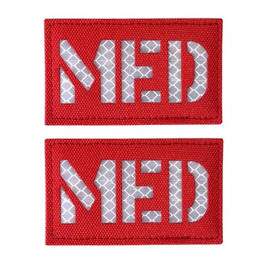 2x3.5 Inch Reflective MED Medic EMS EMT Patch Hook-Fastener Backing (Red-White)