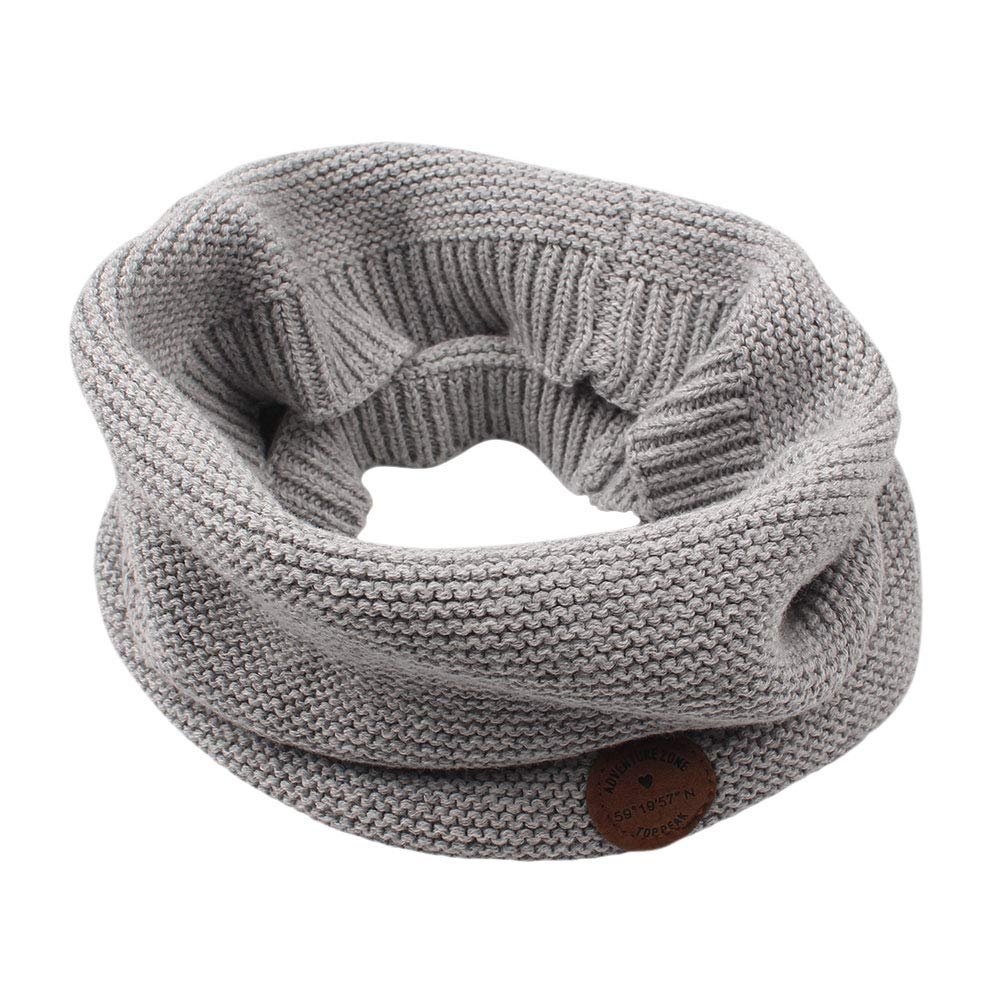 Bamery Winter Baby Boys Scarf Cotton Girls Neck Warmer Autumn Warm Knitted Scarves for Toddler Kids (Gray)