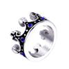 OAKKY Men Royal King Crown Cross Ring Silver Black with Royal Blue Size 11 view 1