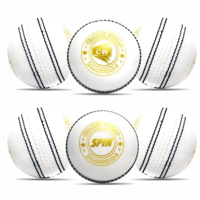 CW Spin Ball Synthetic Cricket Ball Club Match Cricket Ball for Practice Indoor & Outdoor Cricket White Ball Weight 110gram Approx Poly Soft Cricket Balls Pack of 12