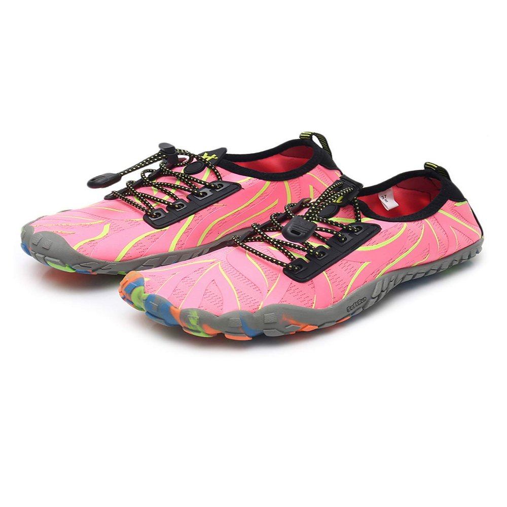 Bestgift Men/Women's Wide Toe Minimalist Trail Running Shoes Pink Streak 36