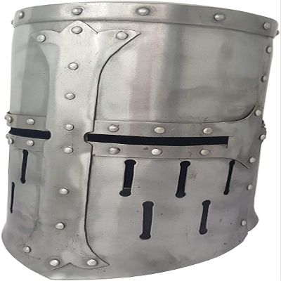 Nautical-Mart Medieval Sugarloaf Great Helm Crusader Knight Helmet Silver