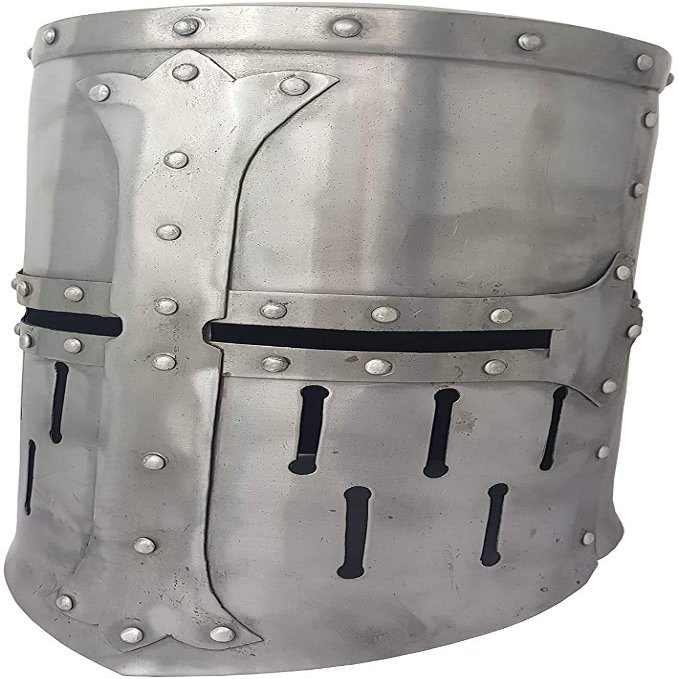 Nautical-Mart Medieval Sugarloaf Great Helm Crusader Knight Helmet Silver