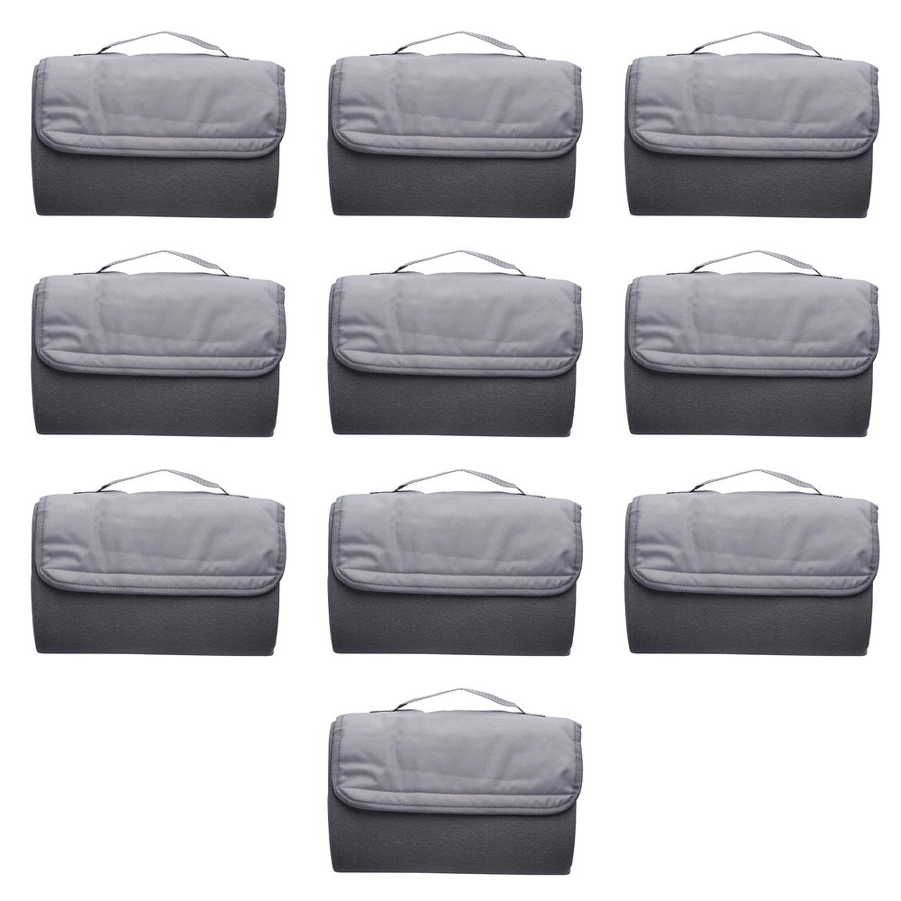 DISCOUNT PROMOS Roll Up Picnic Blankets Set of 10, Bulk Pack - Great Outdoor Blanket for Camping, Picnic, Beach, Sports, Outdoor Activities - Grey