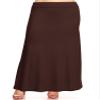 Plus Size Elastic Band Foldable High Waist Relaxed Solid Maxi Skirt Made in USA Brown 2XL view 1