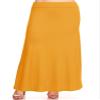 FashionStream Plus Size Foldable Waist Solid Long Maxi Skirt Mustard XL view 1