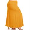 FashionStream Plus Size Foldable Waist Solid Long Maxi Skirt Mustard XL view 2