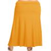 FashionStream Plus Size Foldable Waist Solid Long Maxi Skirt Mustard XL view 3