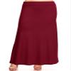 FashionStream Plus Size Foldable Waist Solid Long Maxi Skirt Burgundy 3XL view 1
