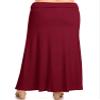 FashionStream Plus Size Foldable Waist Solid Long Maxi Skirt Burgundy 3XL view 3