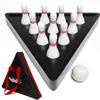 YDDS Shuffleboard Bowling Pin Set with 10 Pcs Premium Hardwood Bowling Pins Durabel Triangular Pinsetter Resin Bowling Ball and Carrying Bag, Fun for Shuffleboard Games view 1