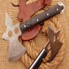 HUNTEX Unique Custom Hand-Forged Rain Drop Pattern Damascus Steel 12 Inch Long Buffalo Horn Handle Full Tang Razor Sharp Hunting Camping Hiking Hiking Axe with Genuine Leather Sheath view 1