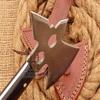 HUNTEX Unique Custom Hand-Forged Rain Drop Pattern Damascus Steel 12 Inch Long Buffalo Horn Handle Full Tang Razor Sharp Hunting Camping Hiking Hiking Axe with Genuine Leather Sheath view 3