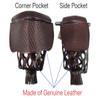 Joy's Billiard Pool Table Pockets, Leather Pool Table Pockets, Billiard Pockets, Made of Real Leather, Mosaic Pattern Shield, Mahogany Color, Set of 6 view 3