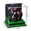 Better Display Cases Acrylic Mini - Miniature Football Helmet (not Full Size) Display Case with Mirror, Purple Risers and Turf Base (V45) view 2