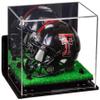 Better Display Cases Acrylic Mini - Miniature Football Helmet (not Full Size) Display Case with Mirror, Black Risers, Turf Base and Wall Mount (V45) view 1