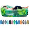 Chillbo Shwaggins Inflatable Couch  No-Pump Setup, Ripstop Polyester, Stability Pegs, Fun Prints, Portable Air Lounger for Beach, Camping, Festivals, and Tailgating - Green Leaf view 1