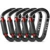 FVW Auto Locking Rock Climbing Carabiner Clips, UIAA Certified Professional 25KN (5620 lbs) Heavy Duty Caribeaners for Rappelling Swing Rescue & Gym etc, Large D-Shaped Carabiners, (Black) 5 Pack view 1