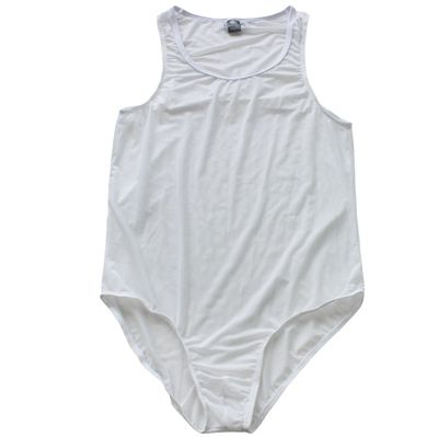 Hansber Men's One-Piece High Cut Gym Leotard Tank Top Wrestling Singlet Running Swimwear Bosysuit White Medium
