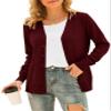 VIISHOW Women's Long Sleeve Button Down Contrast Color Sweater Knit Cardigan,Wine red, XX-Large view 1