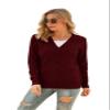 VIISHOW Women's Long Sleeve Button Down Contrast Color Sweater Knit Cardigan,Wine red, XX-Large view 2