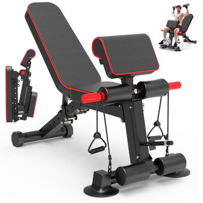 Adjustable Weight Bench - Utility workout Benches for Exercise, Free Installation Design for Portable Fitness Strength Training Equipment at Home Gym