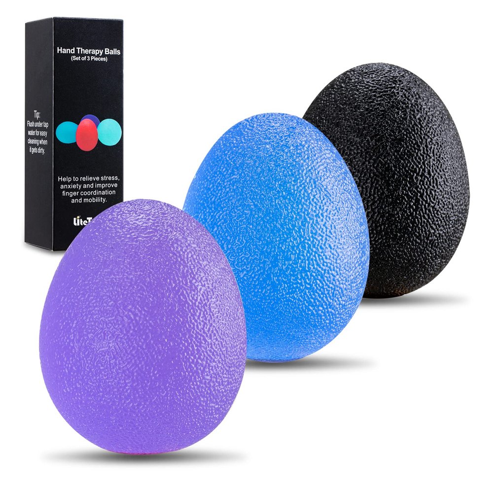 Squeeze Balls - 3 Pieces Silicone Therapy Balls for Stress Relief, Grip Strengthening and Finger Exercise - Ideal for Physical Therapy and Hand Rehabilitation