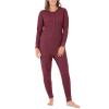 Fruit of The Loom Women's Micro Waffle Thermal Union Suit, Merlot Heather, X-Large-XX-Large