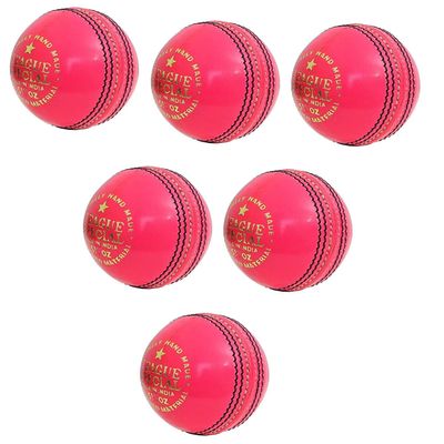 CW League Special Cricket Ball Leather 4 Piece Pink Leather Ball for Cricket Match Training & Practice Indoor & Outdoor Pack of 12
