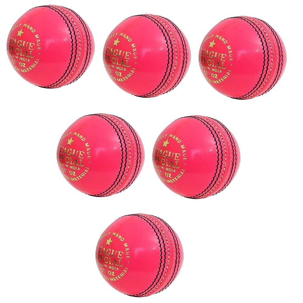 CW League Special Cricket Ball Leather 4 Piece Pink Leather Ball for Cricket Match Training & Practice Indoor & Outdoor Pack of 12