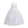 Flower Girls Lace Long Princess Embroidery Poofy Dress for Kids Wedding Bridesmaid Pageant Baptism Birthday Party First Communion Puffy Tulle Dance Evening Ball Maxi Gown White-06 7-8 Years view 1