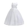 Flower Girls Lace Long Princess Embroidery Poofy Dress for Kids Wedding Bridesmaid Pageant Baptism Birthday Party First Communion Puffy Tulle Dance Evening Ball Maxi Gown White-06 7-8 Years view 3
