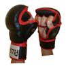Hybrid Pro MMA Striking Sparring Grappling Kick Boxing Gel Injected Gloves - Hybrid MMA Grappling Gloves PU (Red/Black, Small) view 1