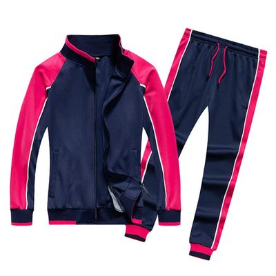 watersouprty Men's Casual Tracksuit 2 Pieces Long Sleeve Running Jogging Running Athletic Sports Set (Navy blue (female),L)