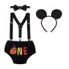 IBTOM CASTLE Baby Boys Cake Smash Outfits Wild One Crown for 1st 2nd Birthday Party 4PCS Shorts Bowtie Suspenders Headbands Clothes Pumpkin-Black 18-24 Months view 1