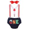 Baby Boys Cake Smash Outfits Wild One Crown for 1st 2nd Birthday Party 4PCS Shorts Bowtie Suspenders Headbands Clothes ONE-Navy 18-24 Months view 2