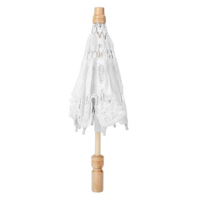 Lace Umbrella Parasol Vintage Wood Embroidery Parasol Wedding Bride Photography Umbrella (2-2)