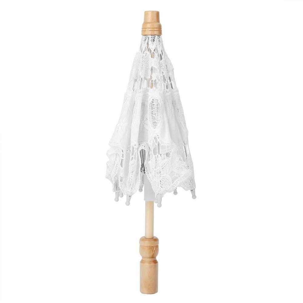 Lace Umbrella Parasol Vintage Wood Embroidery Parasol Wedding Bride Photography Umbrella (2-2)
