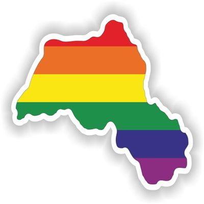 1x Kurdistan Gay Pride Map Flag Waterproof Vinyl Sticker LGBTQI ILGA Equality - 5cm / 2inches