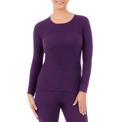 Fruit of The Loom Women's Micro Waffle Thermal Crew Top, Violet, 3X Plus