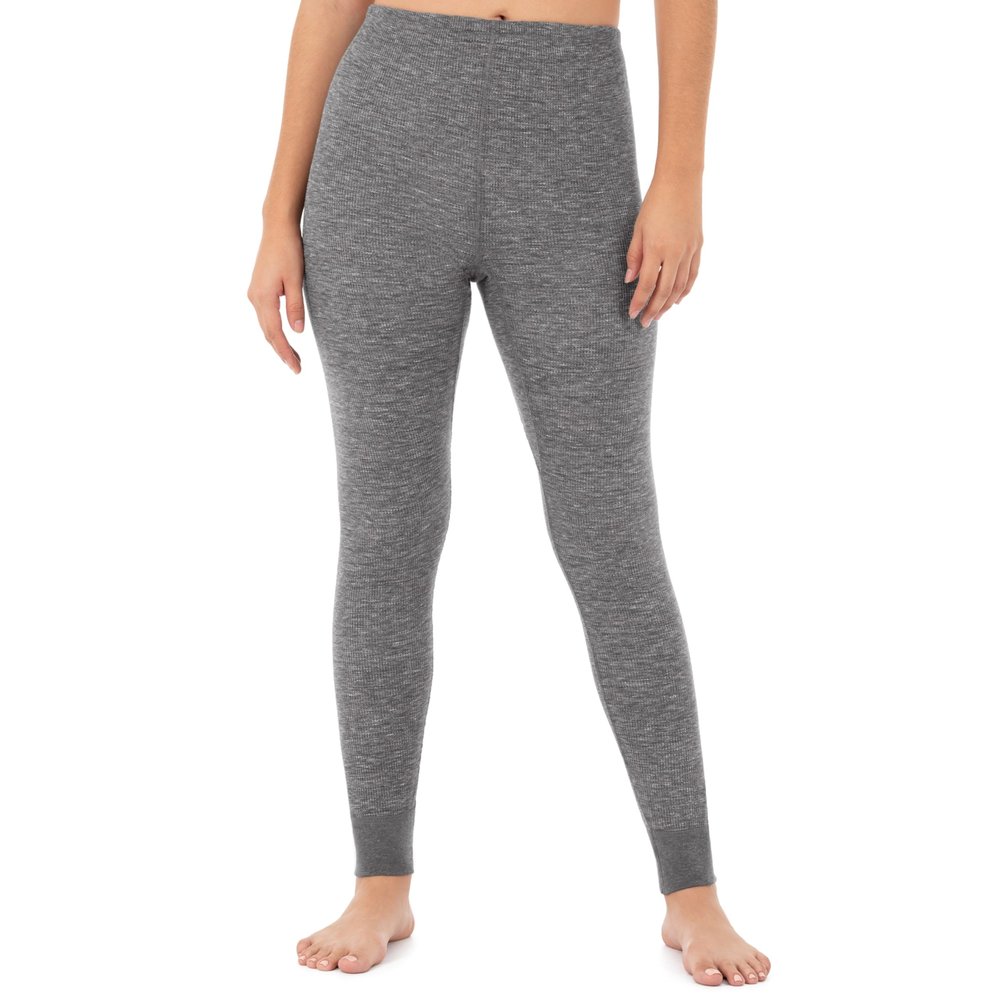 Fruit of the Loom Women's Micro Waffle Thermal Bottom, X-Small, Smoke Heather
