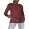 Fruit of The Loom Women's Micro Waffle Thermal Crew Top, Merlot Heather, 2X Plus view 4