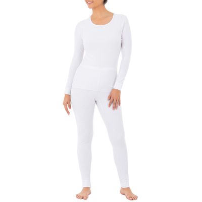 Fruit of The Loom Women's Micro Waffle Thermal Set, White, 1X Plus