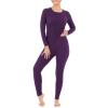 Fruit of The Loom Womens Micro Waffle Premium Thermal Pajama Set, Violet, X-Small US view 1
