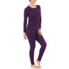 Fruit of The Loom Womens Micro Waffle Premium Thermal Pajama Set, Violet, X-Small US view 3