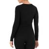 Fruit of The Loom Women's Micro Waffle Thermal Crew Top, Black, X-Large view 2