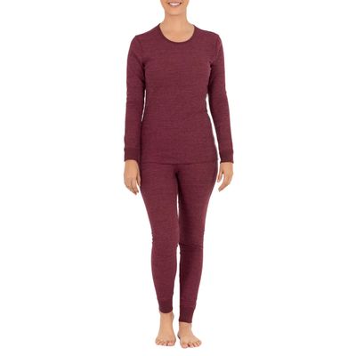 Fruit of The Loom Women's Micro Waffle Thermal Set, Merlot Heather, Small