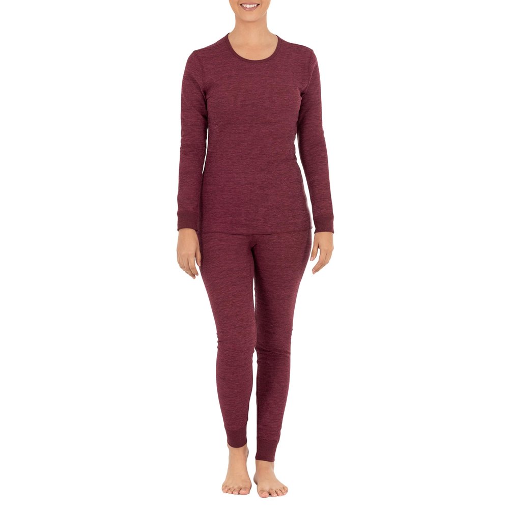 Fruit of The Loom Women's Micro Waffle Thermal Set, Merlot Heather, Small