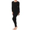 Fruit of The Loom Womens Micro Waffle Premium Thermal Pajama Set, Black, X-Small US view 3