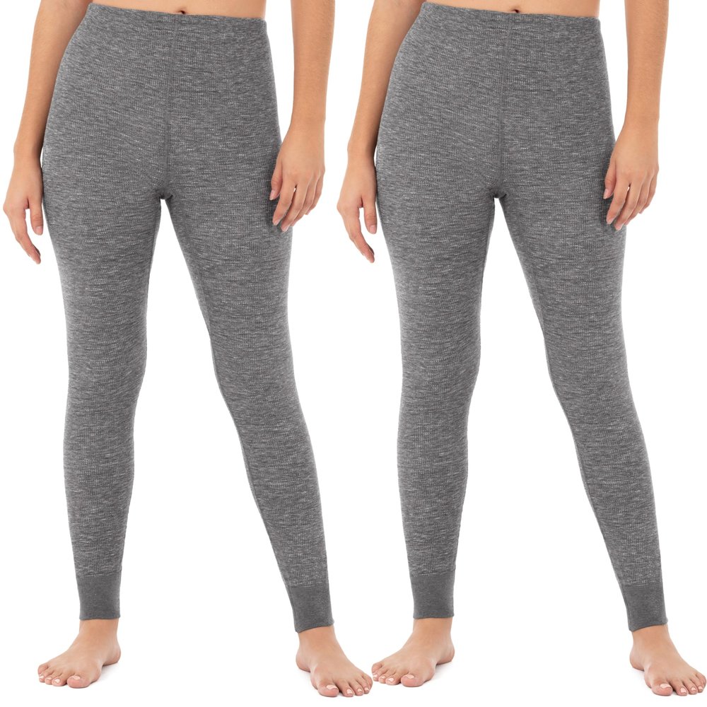 Fruit of the Loom Women's Micro Waffle Thermal Bottom, X-Large, Smoke Heather/Smoke Heather